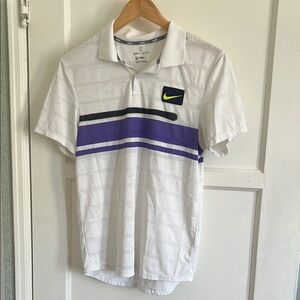 Nike Boys Dri-Fit “My Court” White and Purple Tennis Athletic Shirt, Size S